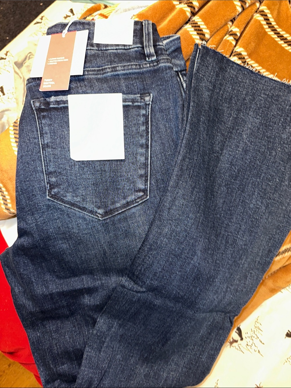 High-Rise Straight Jeans in Dark Blue Denim